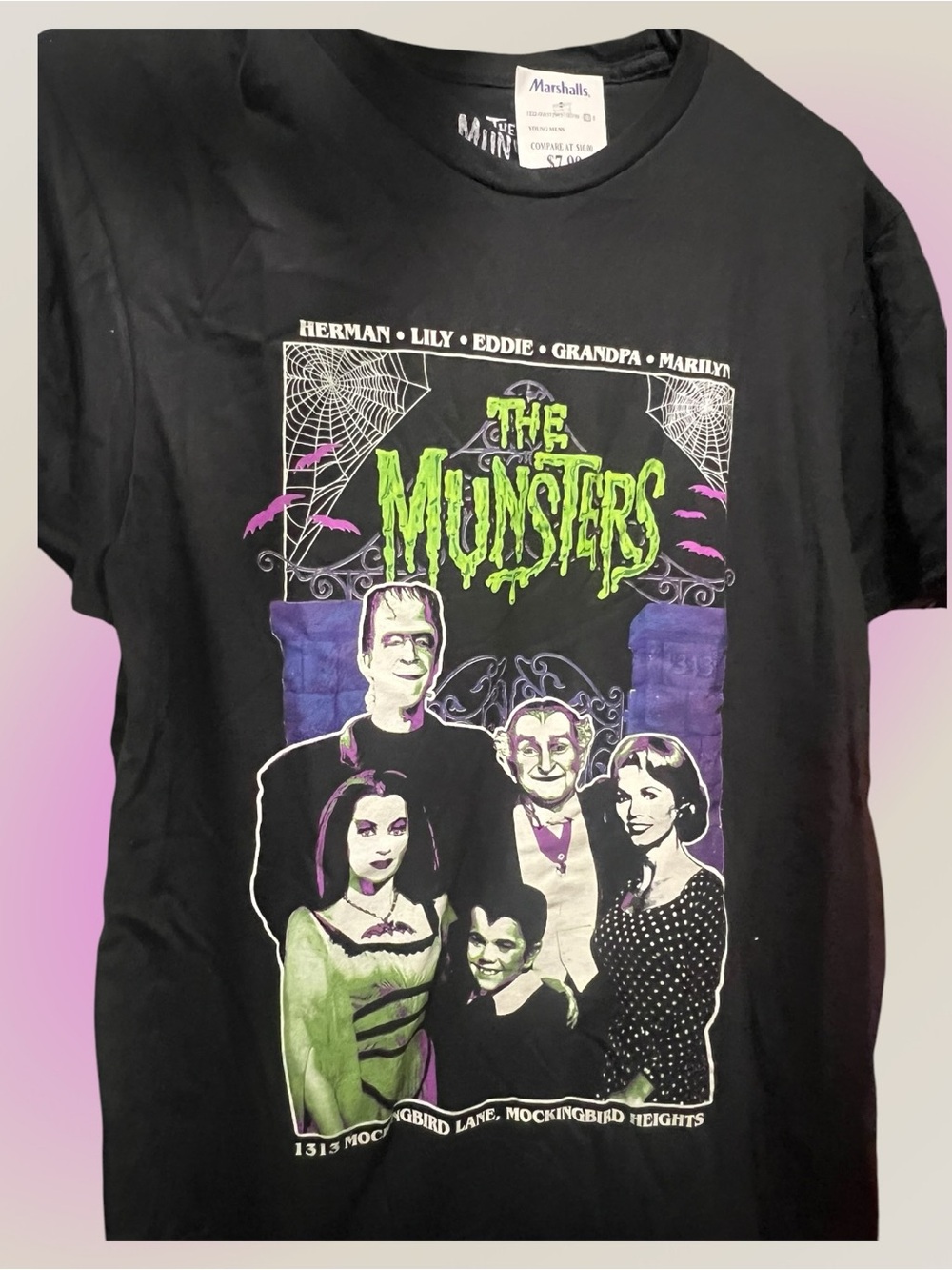 Hybrid Apparel The Munsters Graphic Tee - Black with Neon Green & Purple